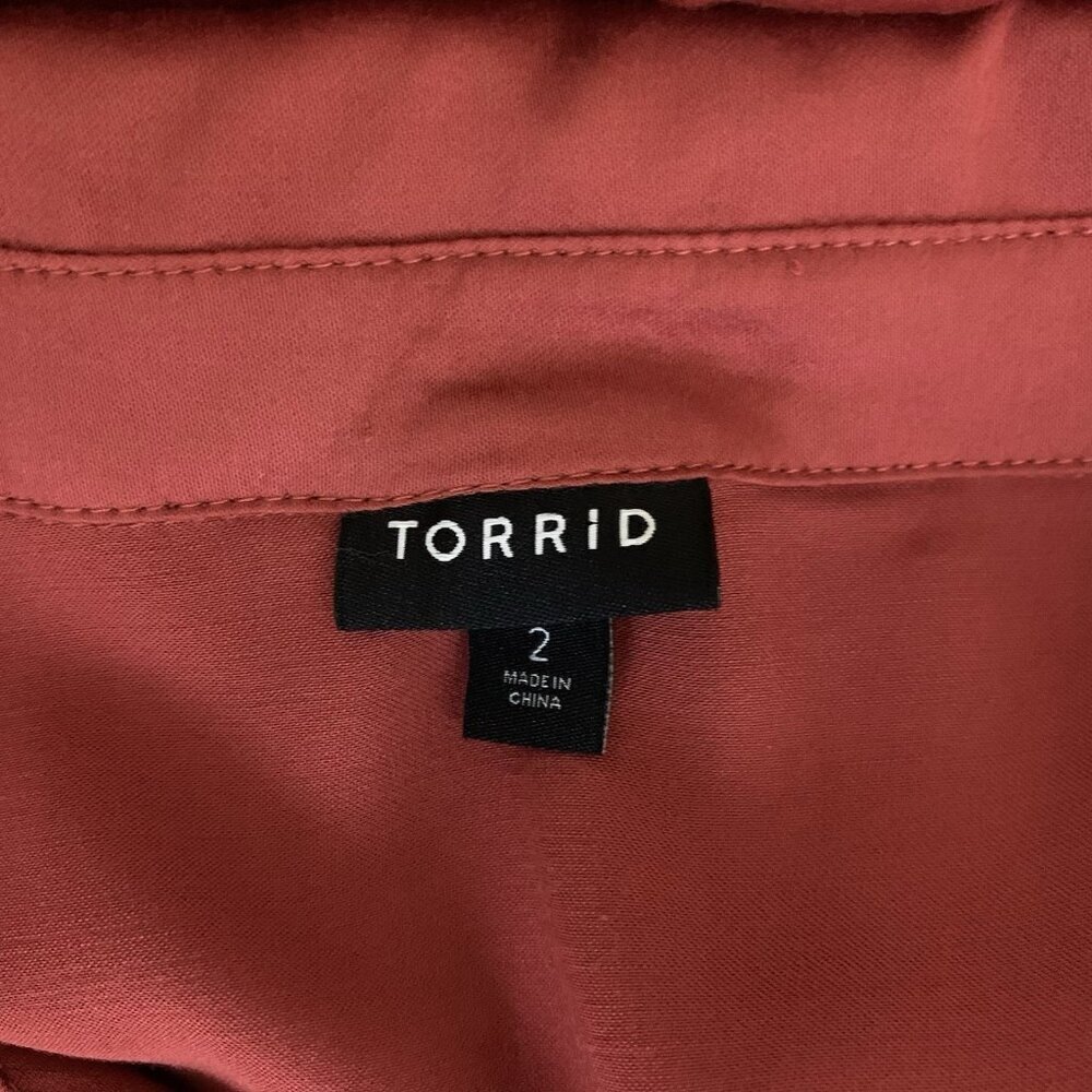 Torrid Rust Button Front Long Sleeve Midi Shirt D… - image 3